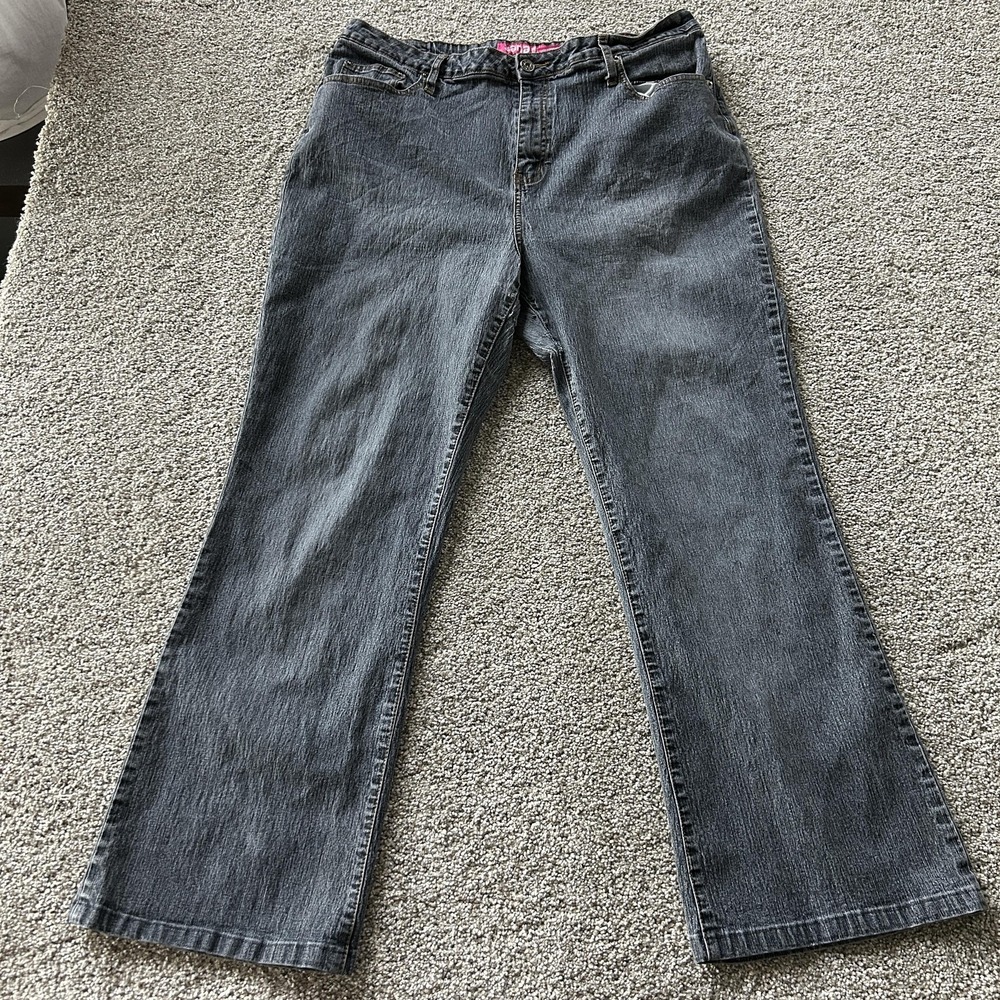 Y2K Zana Di Bootcut Jeans Womens 22 Charcoal Gray Wash Stretch Denim Plus Size